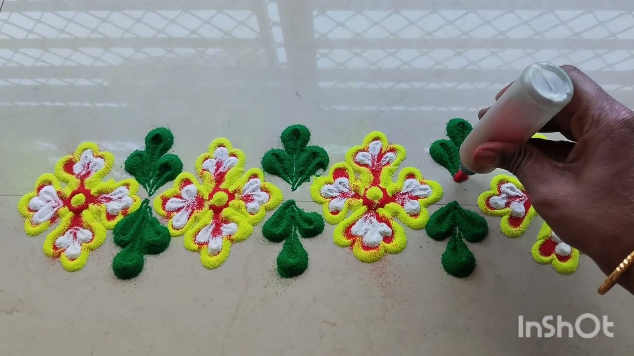 Easy and simple side borders rangoli designs #trending #viral #ytstudioes #