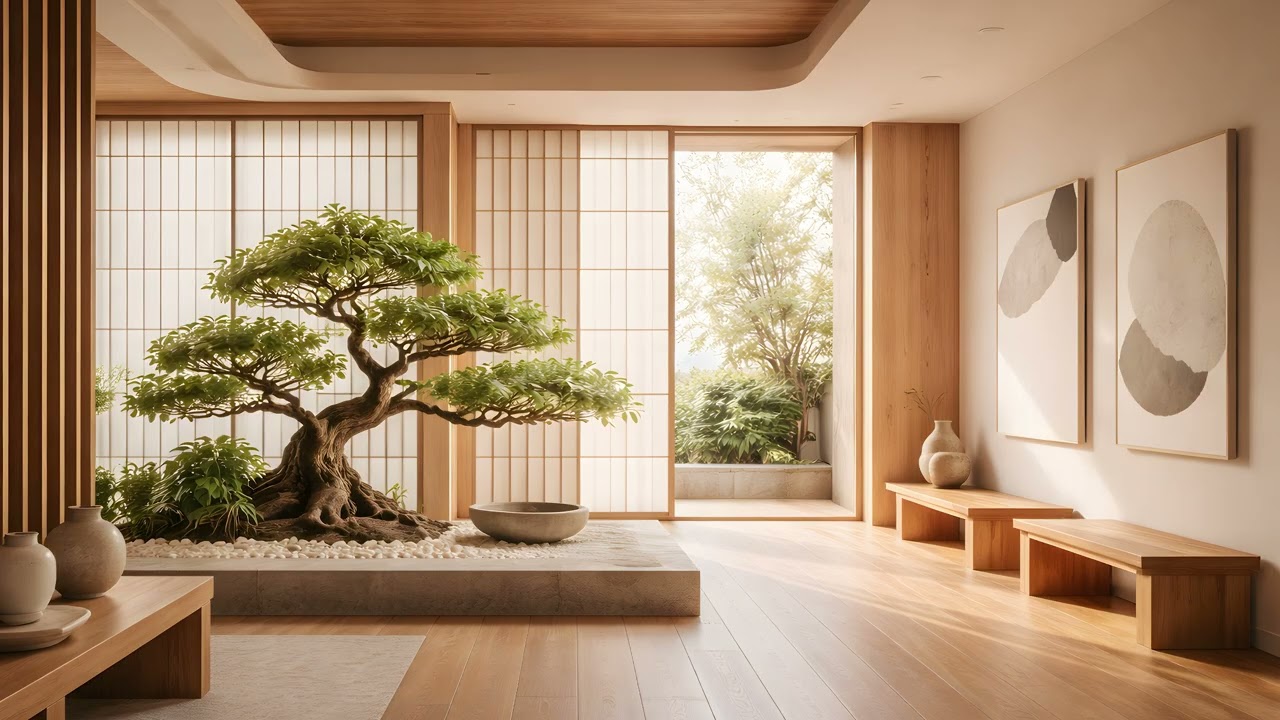 JAPANDI GALLERY | Minimalist Living Room with Bonsai