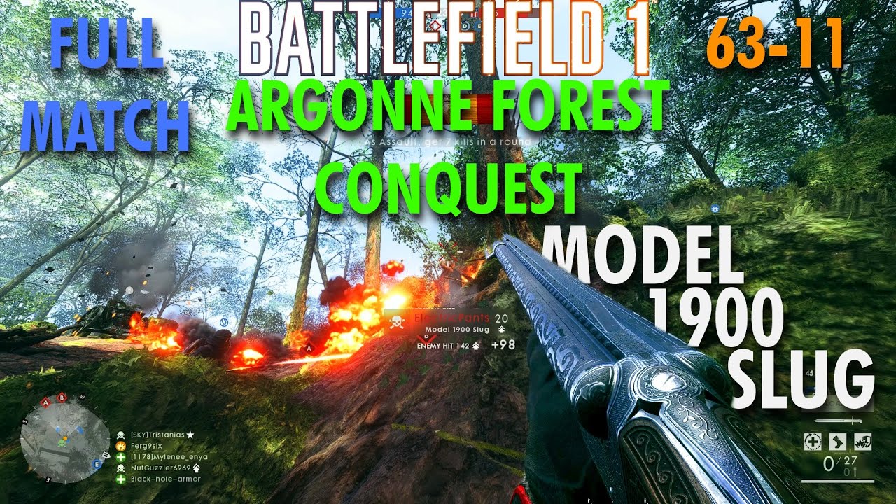 Model 1900 Double Barrel Slug Gameplay - Battlefield 1 Conquest No Commentary