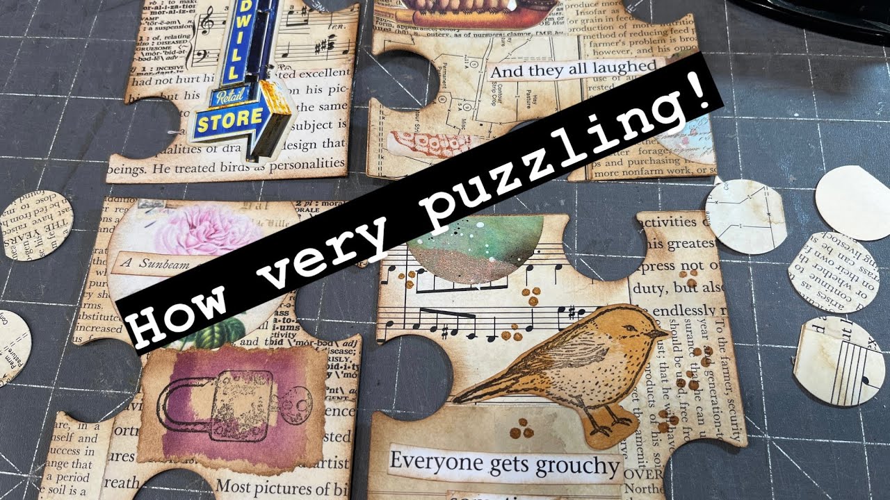 Faux jigsaw puzzle pieces (so easy) make really special journal cards | #junkjournalideas