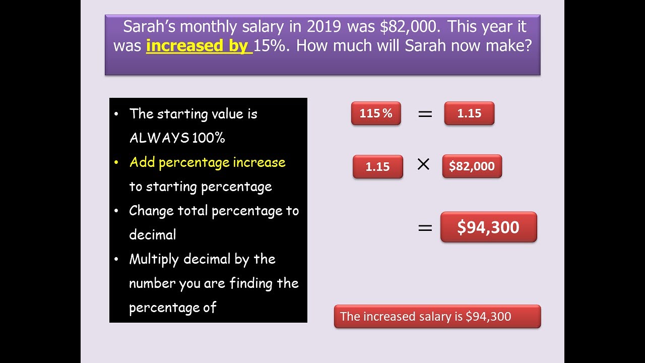 Percentage increase and decrease ONE EASY STEP: A sample of worked problems