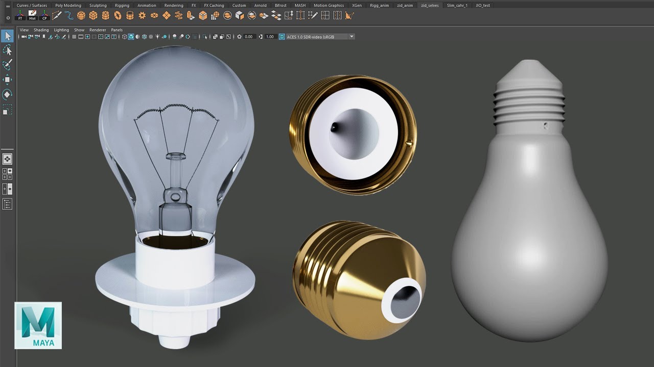 Autodesk Maya Tutorial | 3d Modeling Basics - 3d Light Bulb model in Maya-part 2
