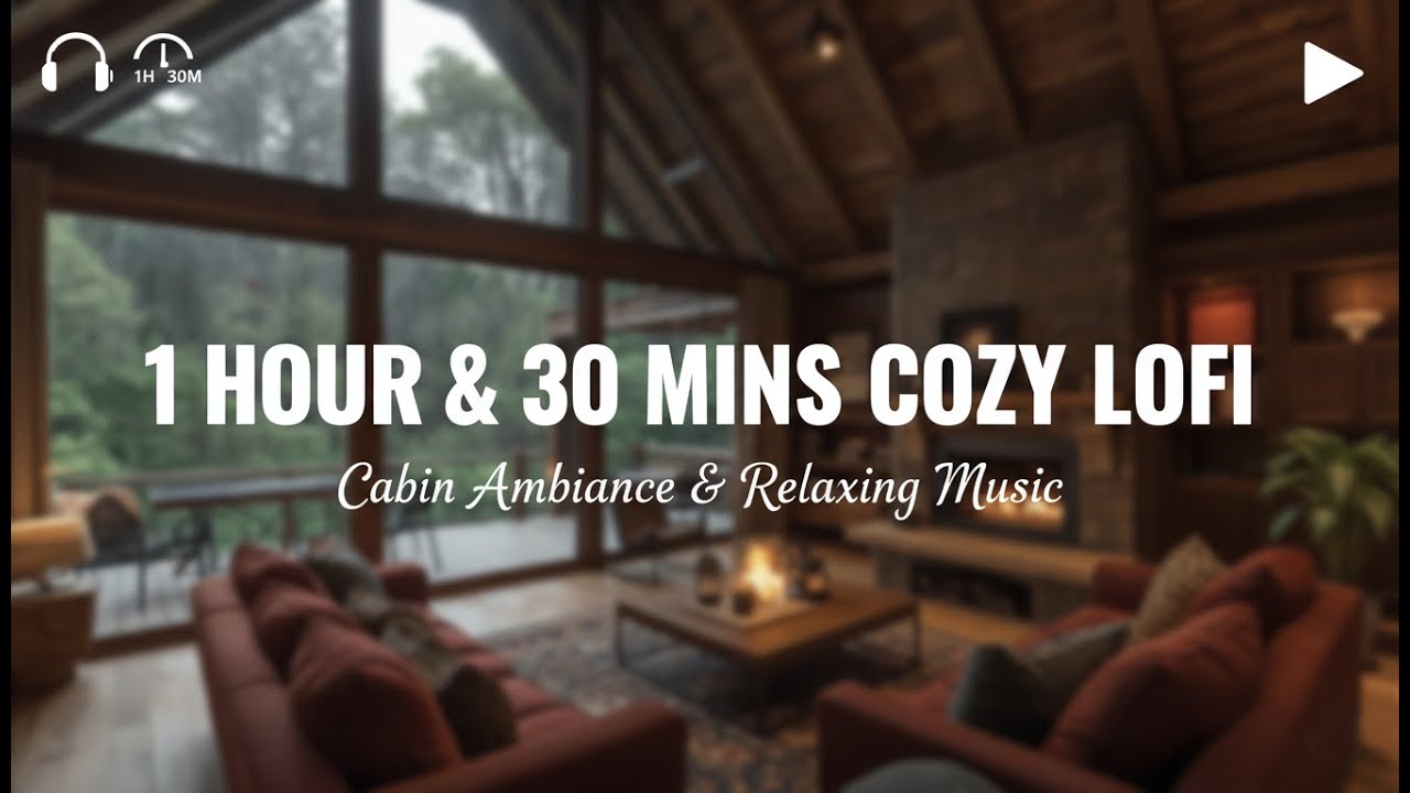 Cozy Cabin Rain Ambience | Crackling Fireplace & Lo-Fi Beats for Relaxation, Sleep & Study