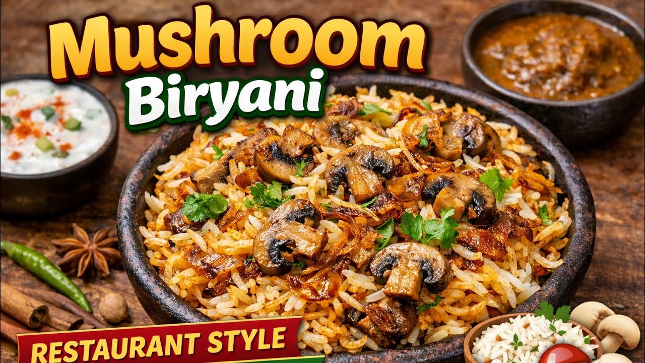 Hotel Style Mushroom Biryani | Easy & Tasty Recipe #viral #viral #mashroom #reach #biryani #new 