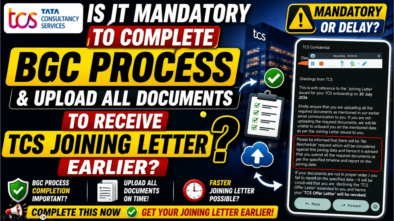 TCS Joining Letter Delay? Complete BGC & Upload Document Now | Don't Miss Your DOJ | 2025-2026 Batch