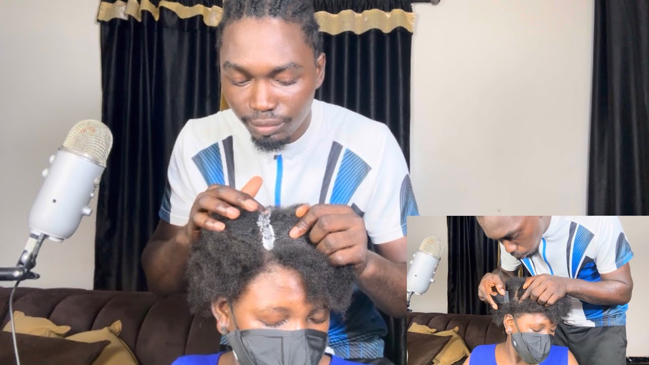 ASMR ~ Detailed hair parting, scalp checking, scratching, nitpicking, hair butter scalp greasing 