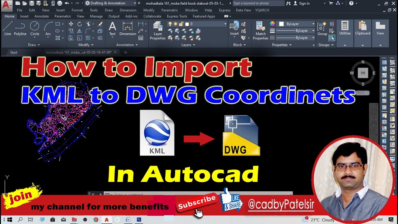 KML to DWG / how to import KML file to AutoCAD @cadbypatelsir