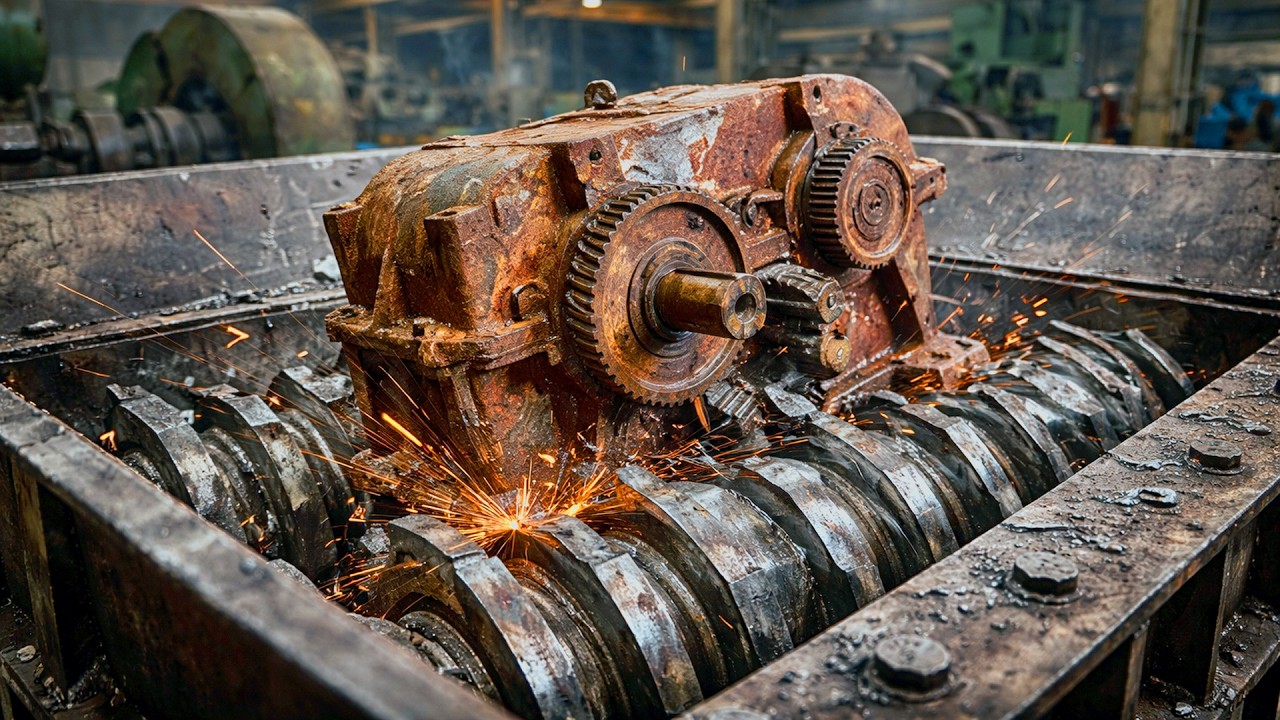 Giant Industrial Shredder Crushing Hard Metal Engine! | Metal Shredding Machine