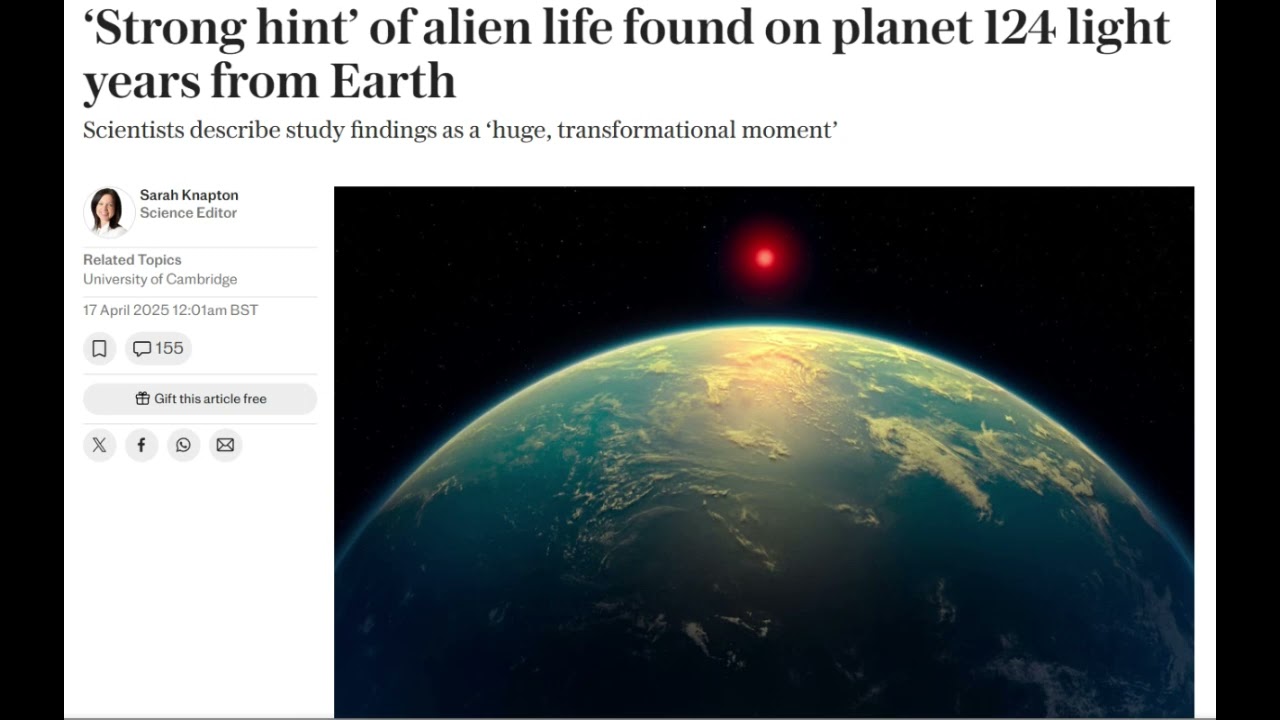 ‘Strong hint’ of alien life found on planet 124 light years from Earth