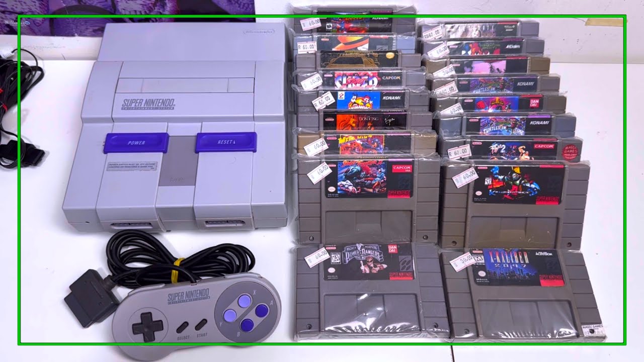 TESTE DA CAÇADA: SUPER NINTENDO COM LOTE DE CARTUCHOS