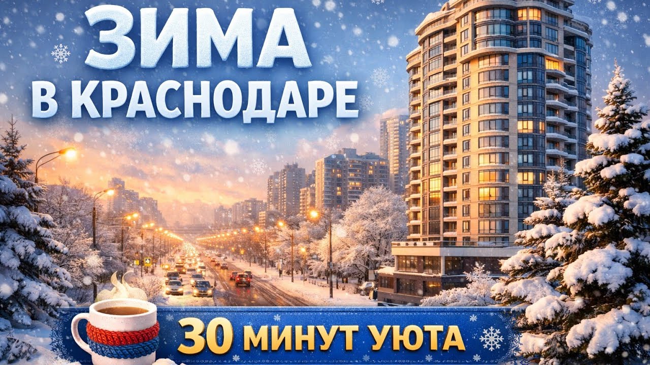 Зимний Краснодар ❄️ Спокойный городской вид | 30 минут расслабляющей музыки