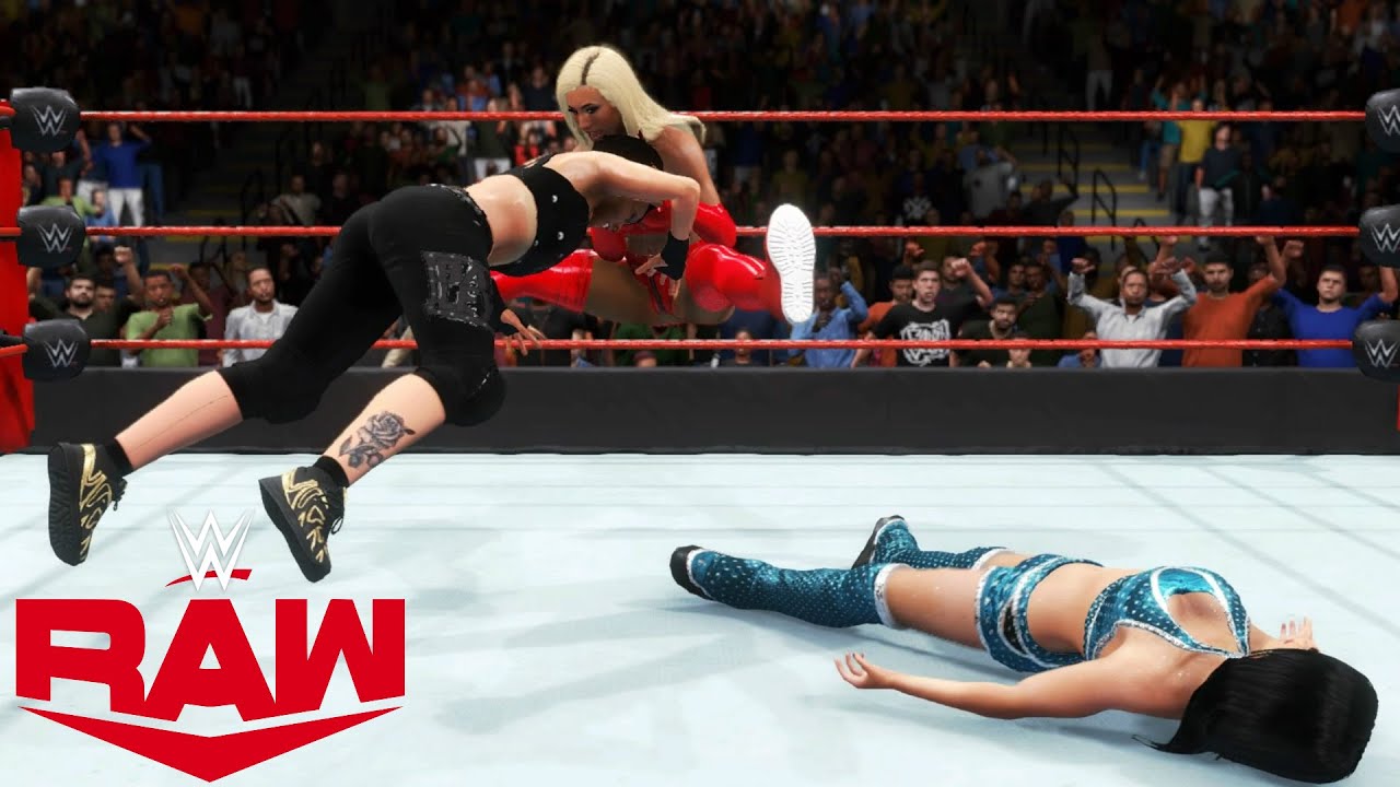 WWE 2K20 RAW QUALIFYING MATCH ZELINA VS CARMELLA VS BAYLEY WINNER JOINS TEAM RAW