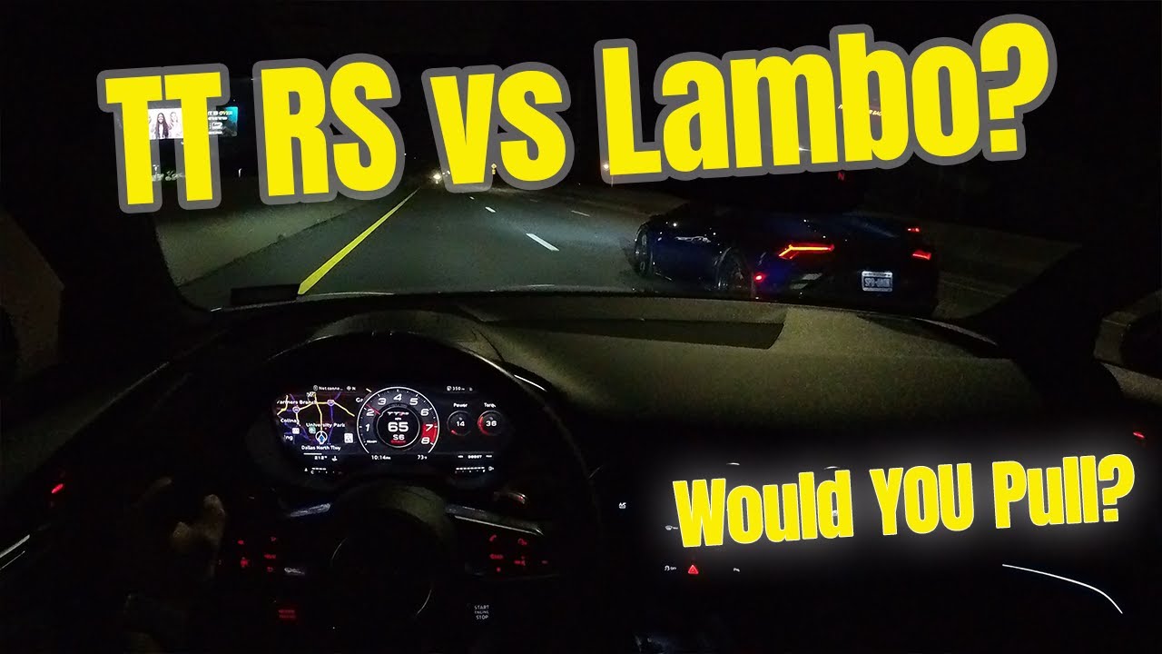 POV Night Drive | Audi TT RS – Gas Stop, Downtown Dallas & a Lambo Face-Off