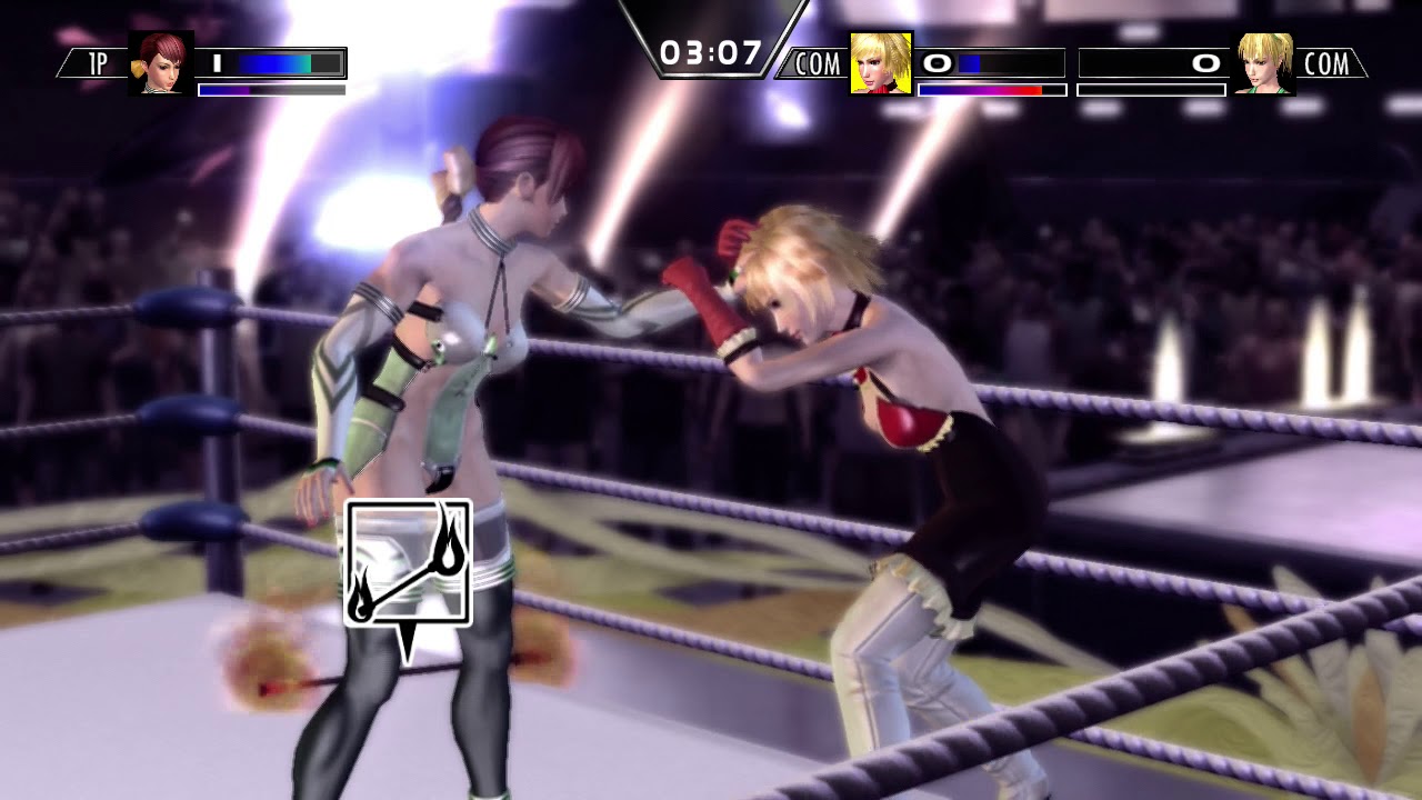 Rumble Roses XX Great Khan vs Noble Rose and Becky