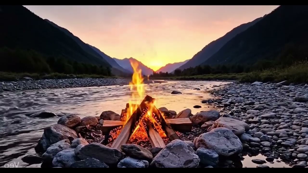 Campfire in a Foggy Forest by the River: Nature Sounds for Sleep and Relaxation