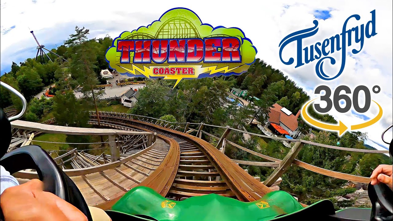 VR 360 Thundercoaster On Ride Front and Middle Seat POV TusenFryd Norway 2023 08 09