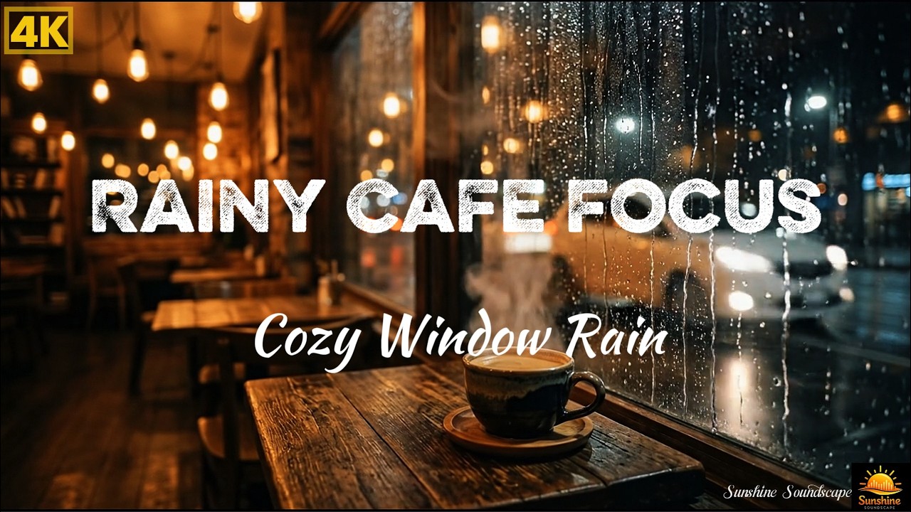 Rainy Cafe Focus (60 Min) | Cozy Rainy Coffee Shop Ambience
