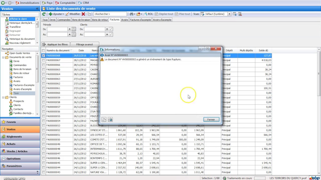 EBP PGI Tutoriel Gestion commerciale : Etablir un avoir