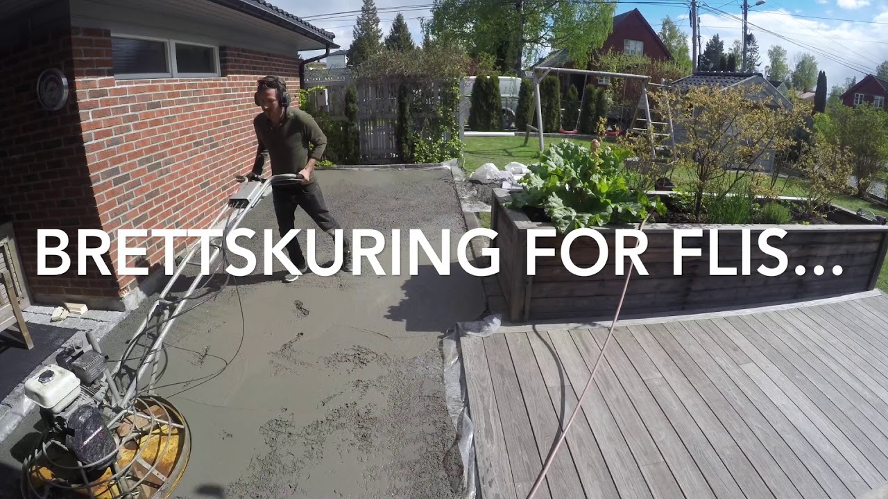 St&oslash;p betong platting, brettskuret for fliser i Oslo.isolert armert plate. Betong b35.