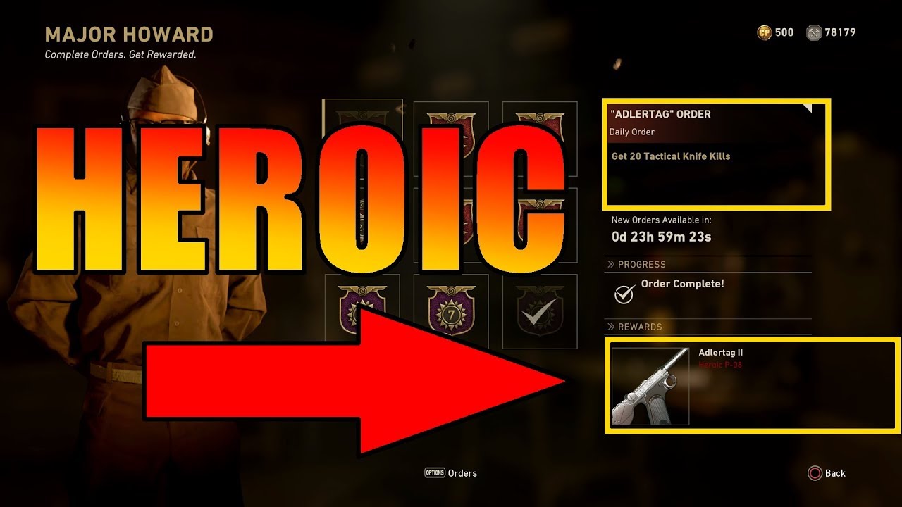Daily Weapon Order is a Heroic Adlertag II P08 Pistol - 6/28 CoD WW2