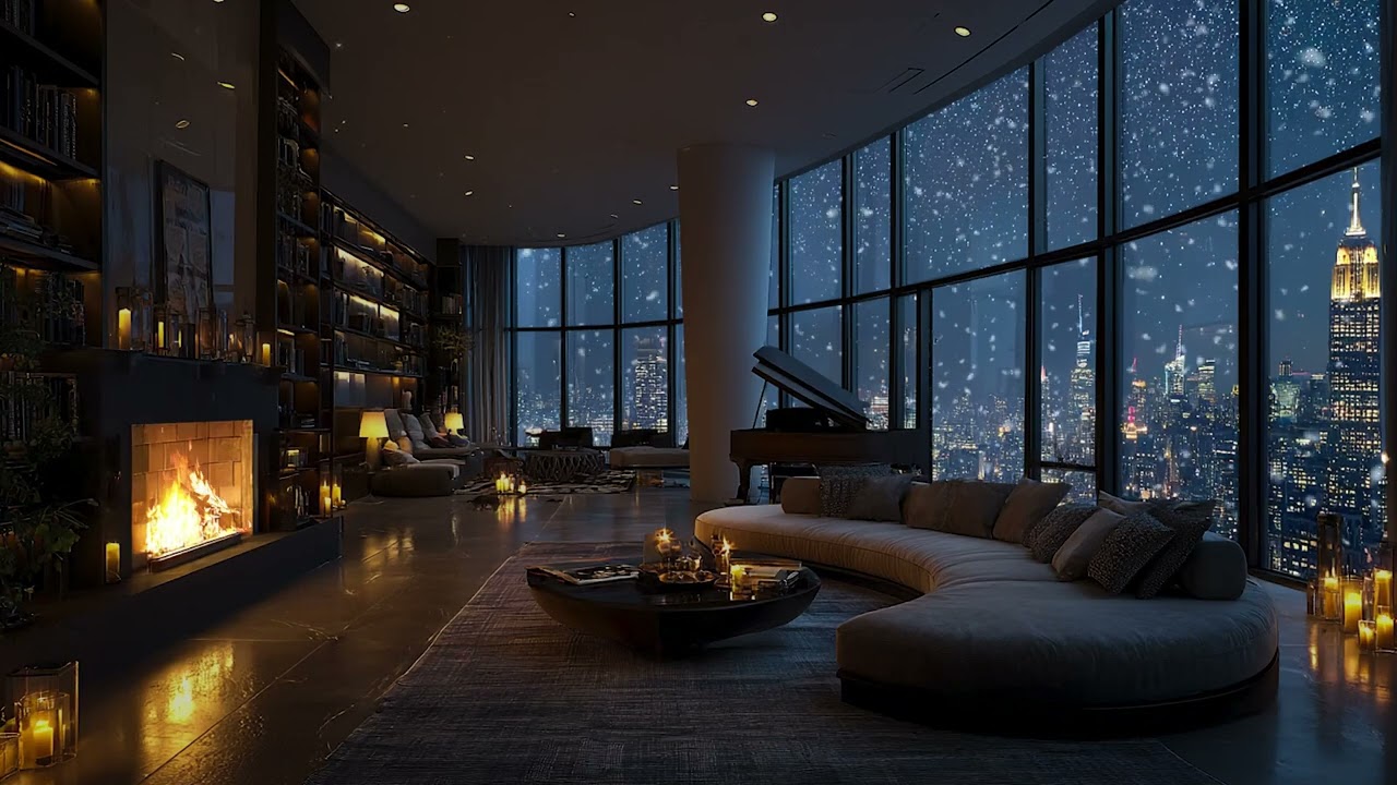 Romantic Jazz Night by the Fireplace 🎷 3 Hours Relax