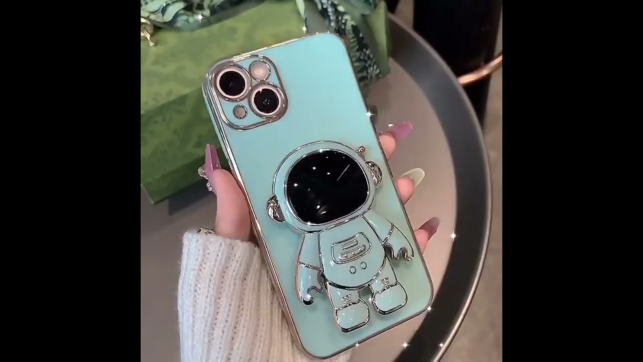 Astronaut Telescopic Stand Plating Case for iphone 13 12 11 pro max Mini X XR XS Max 7 8 Plus Full
