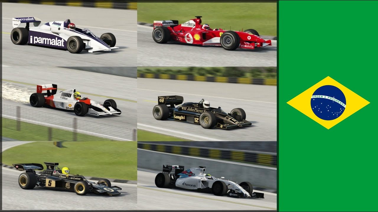 Piquet, Senna, Massa, Fittipaldi & Barrichello  at Old Interlagos
