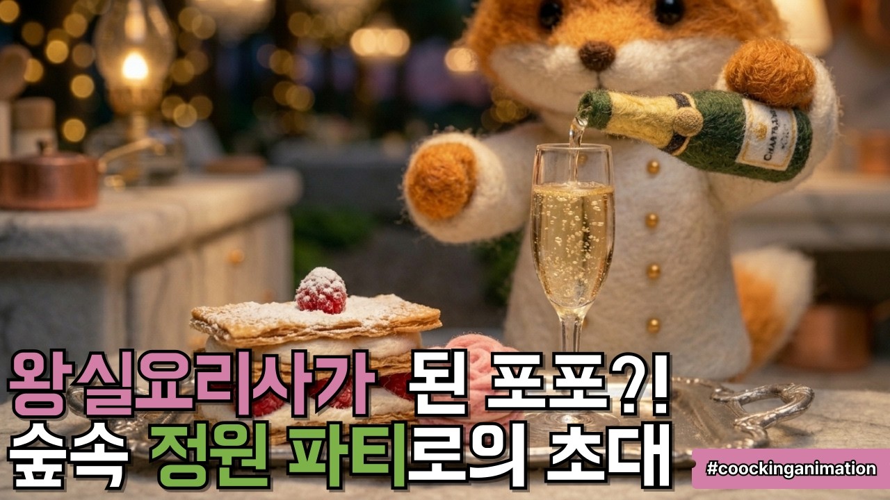 [KR/EN] 왕실요리사 된 포포?!🍓바삭바삭 산딸기 밀푀유와 장미 마카롱 만들기 | 숲속의 요리사 포포 | 스톱모션 요리 ASMR