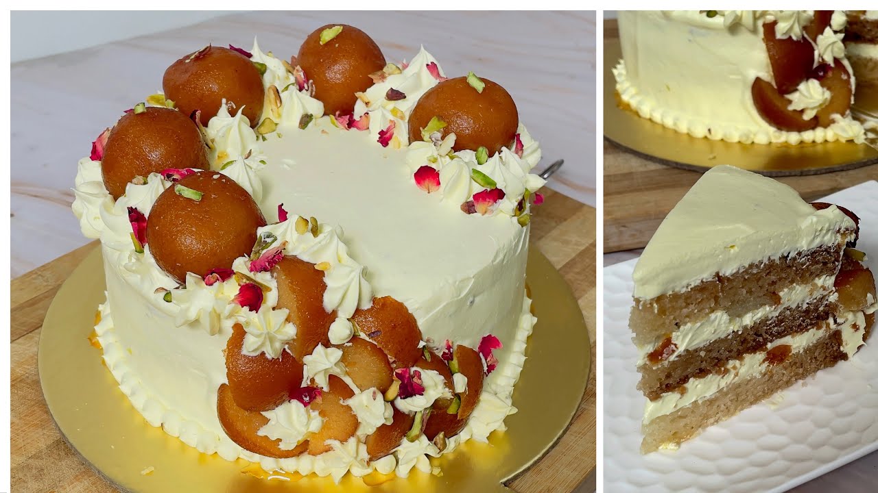Gulab Jamun Cake In Kadai | No Eggs, No Oven, No Condensed Milk Gulab Jamun Cake | Gulab Jamun