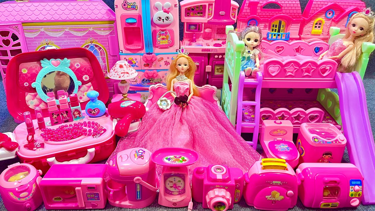 17Minutes Satisfying with Unboxing Barbie Play House, Kitchen Refrigerator Play Set Review Toys ASMR