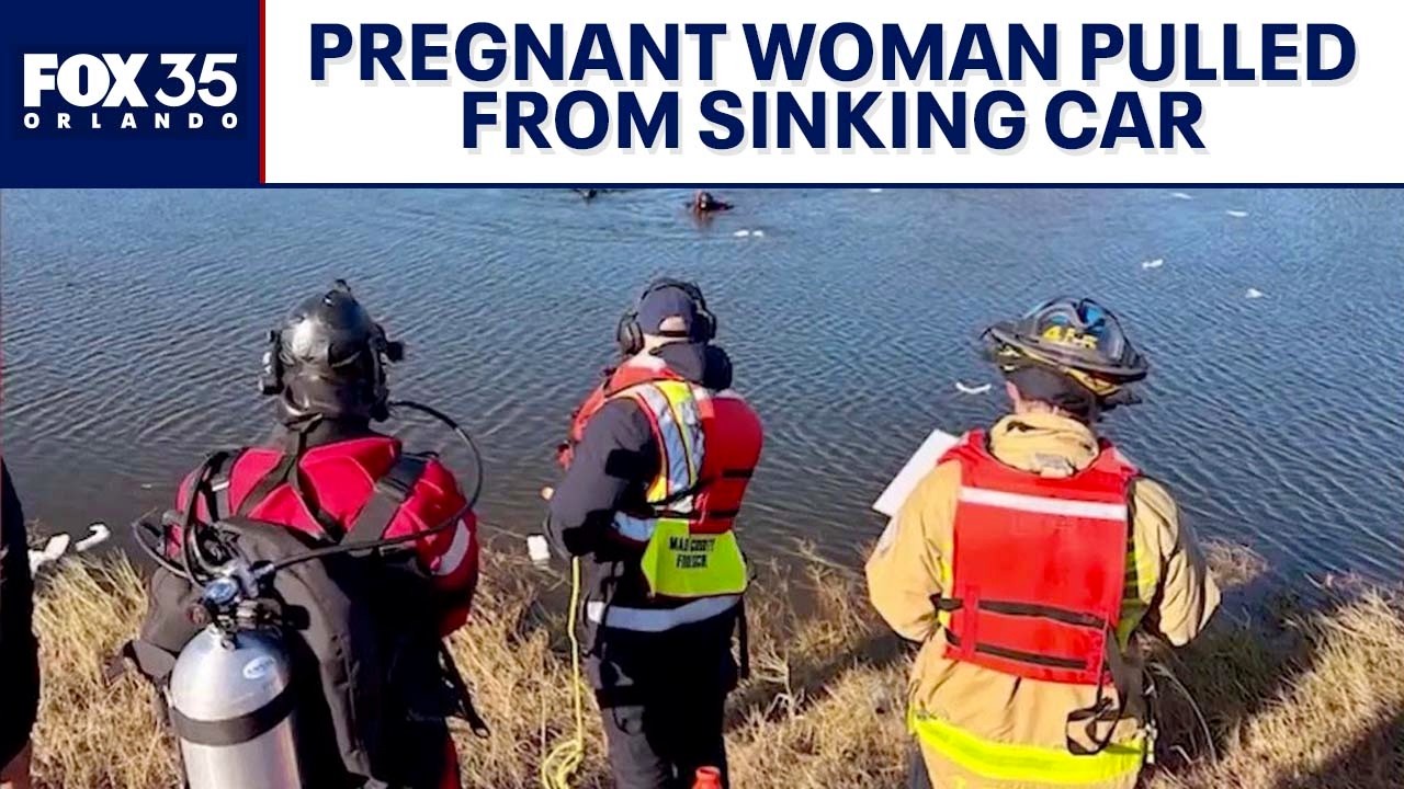Bystander rescues pregnant woman from sinking car near I-95