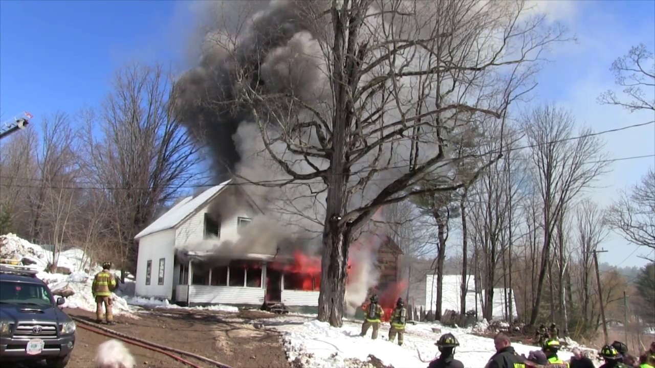 Controlled burn - Lyndeborough, NH - complete house burning at 3x speed