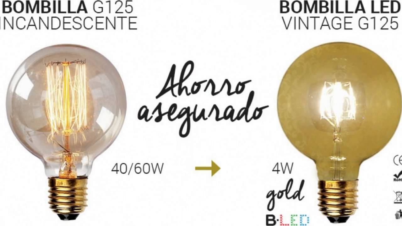 Bombilla LED Vintage G125 de filamento