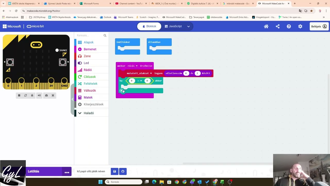 micro:bit kő-papír olló játék | 6. osztály
