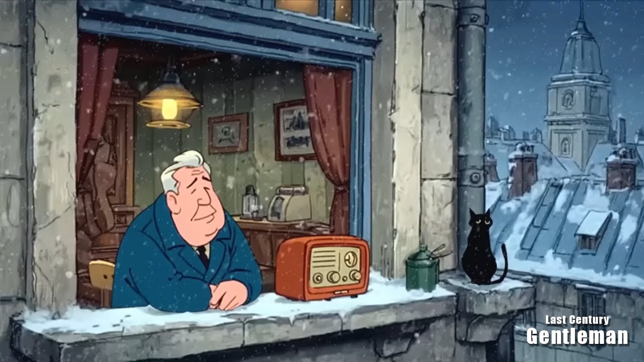 Oldies Playing in Another Room — A Gentleman’s Quiet Night by the Window in Snowy Paris ❄️🎙️