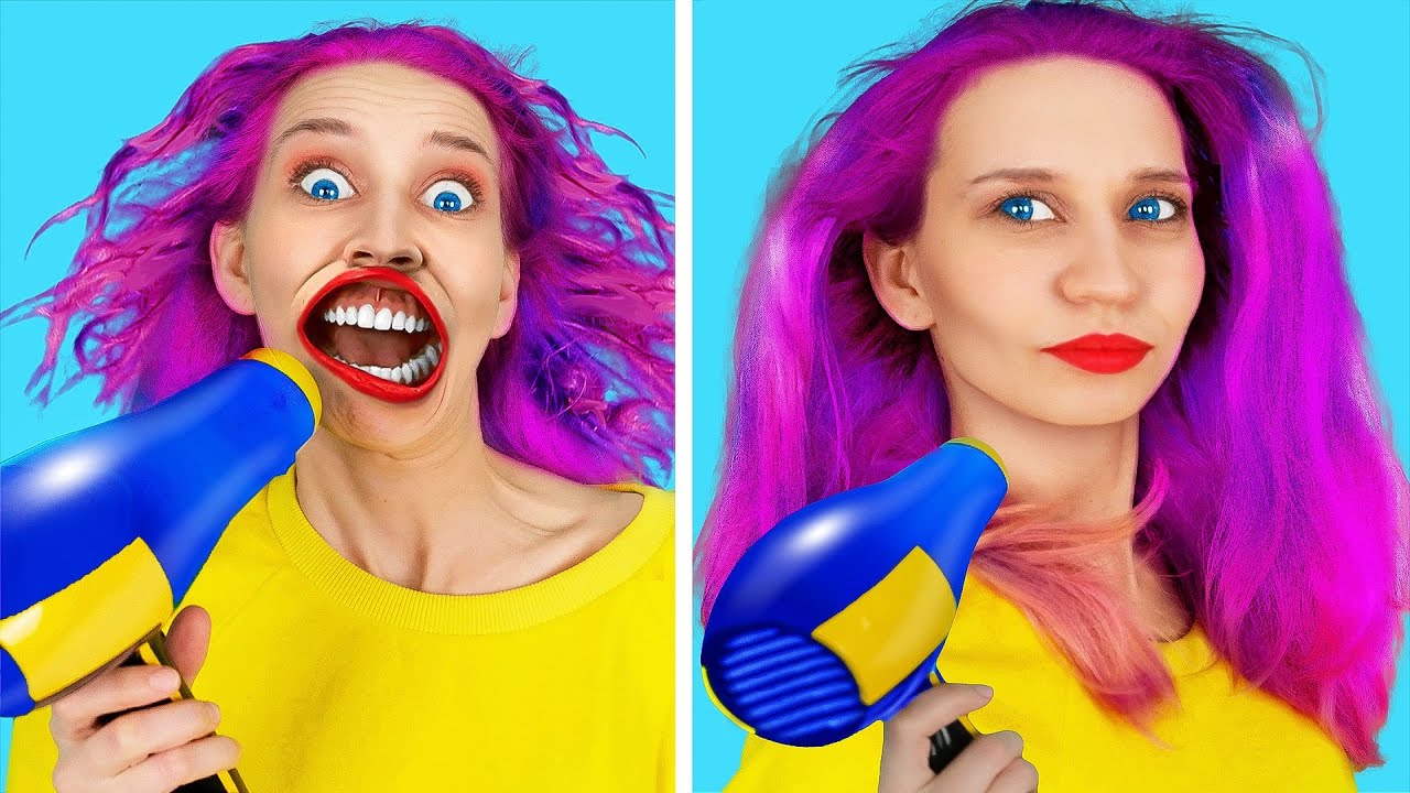 Cabello corto vs problemas de cabello largo y situaciones divertidas | Hacks de la vida del cabello