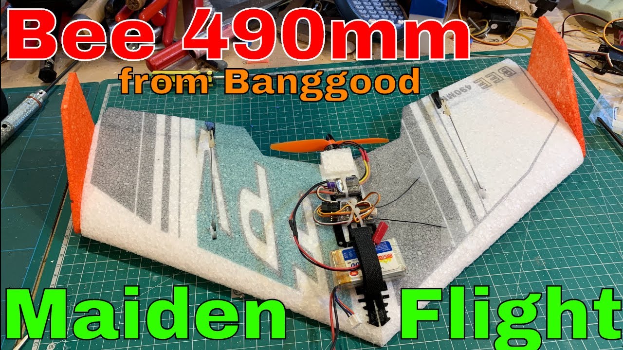 Bee 490 FPV from Banggood Maiden Flight Tiny Flying Wing