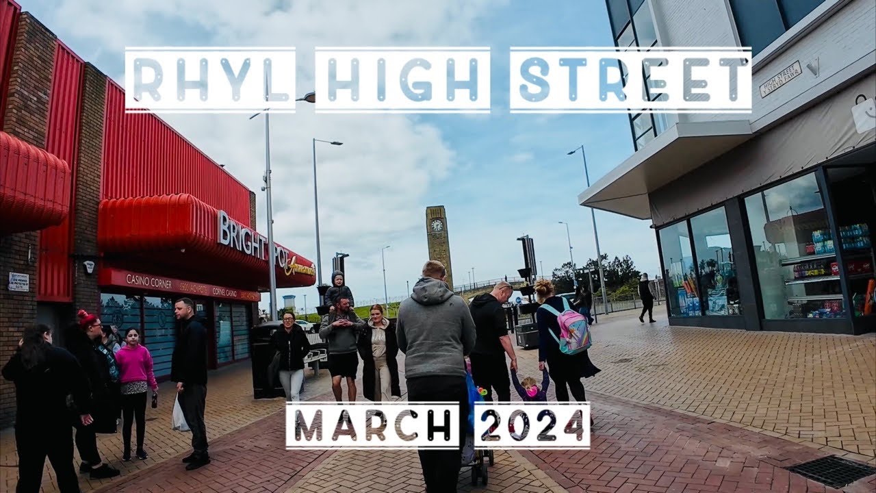 Rhyl Town Centre High Street Walk On Easter Sunday 2024 - Denbighshire, Wales