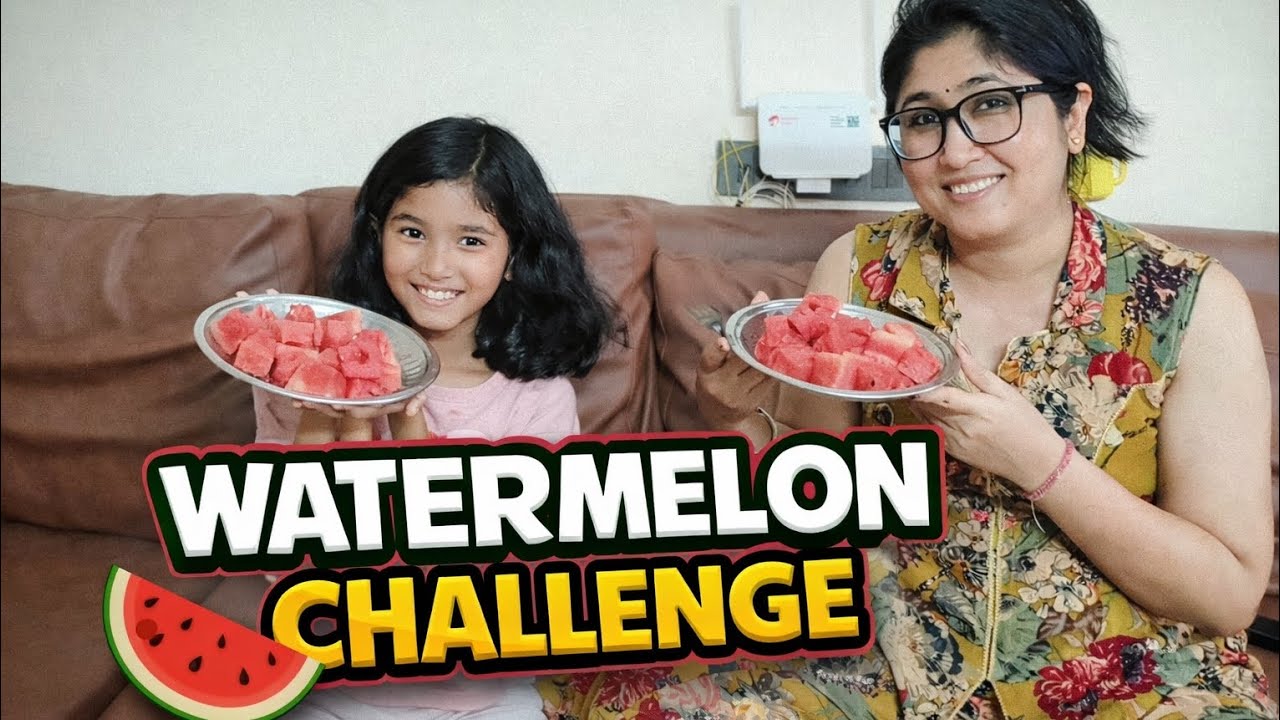Mom vs Daughter Watermelon Challenge 🍉 | Kaun jeetega?#familyvlog#indianmomvlogger#funchallenge ❤️❤️