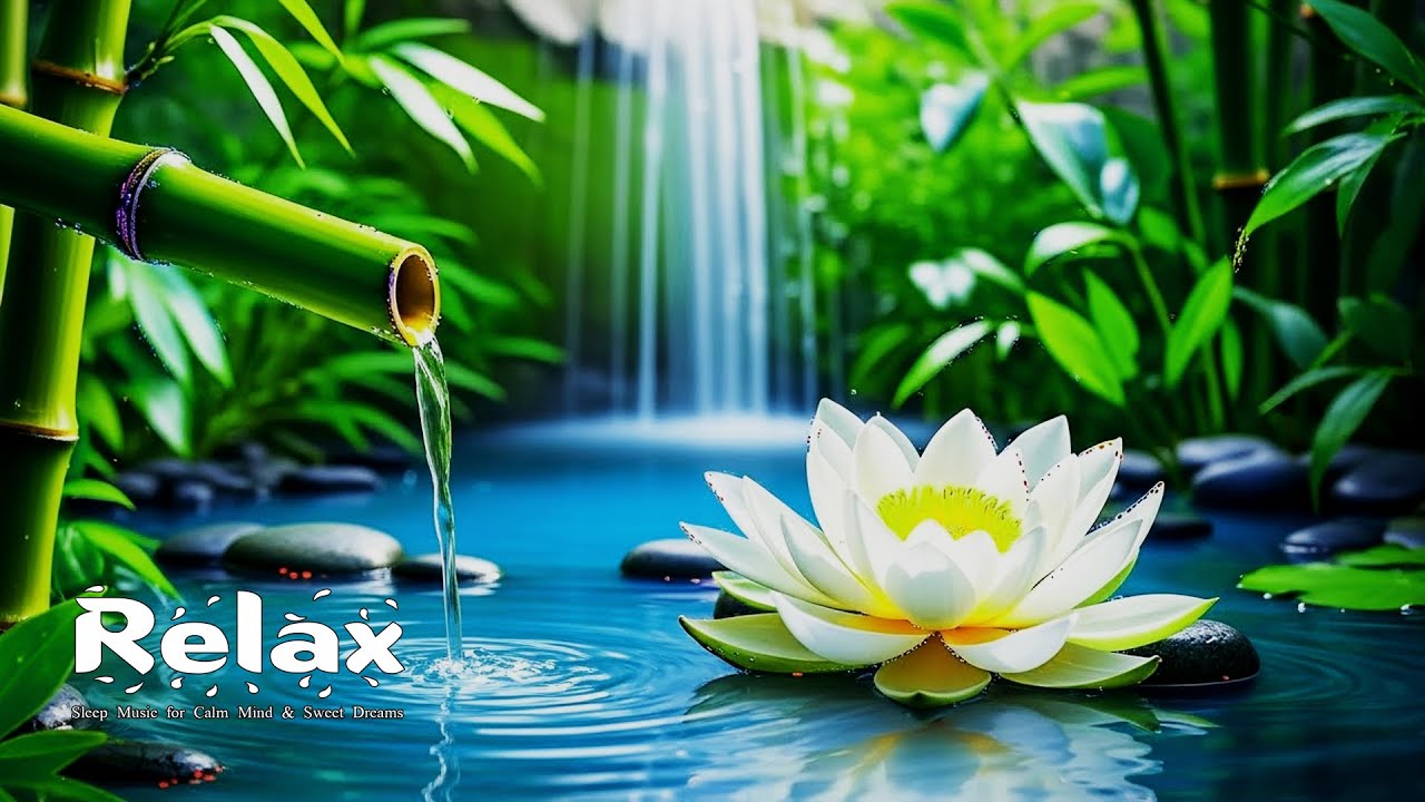 Relaxing Music to Relieve Stress, Anxiety & Depression 🌿 Bamboo Water Fountain + Healing Piano