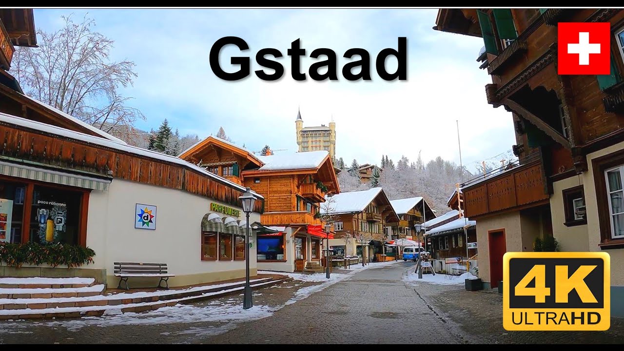 Gstaad - Switzerland - Christmas - Walking tour - Swiss village - 4K #switzerland #gstaad#christmas