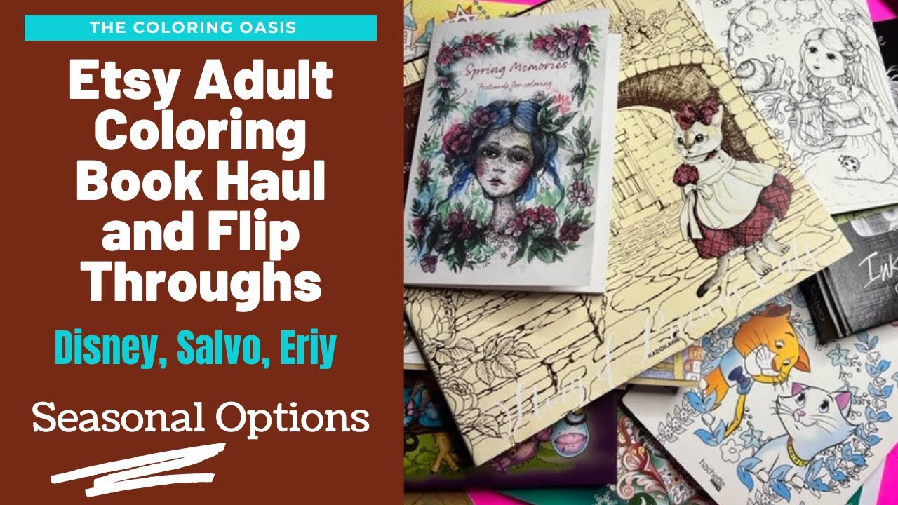 Etsy Korean and Japanese Adult Coloring Book Haul | Full Flip Throughs