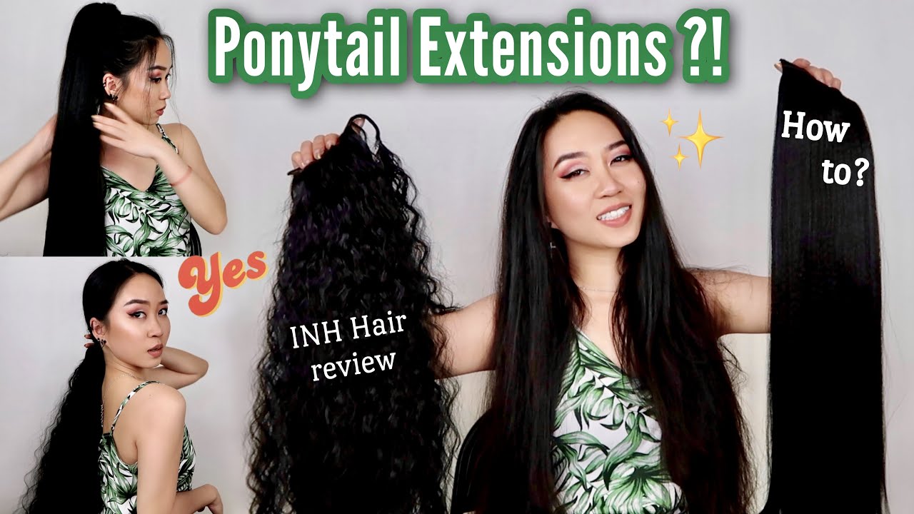 TRYING PONYTAIL HAIR EXTENSIONS | (INH HAIR) Review & Tutorial | 26