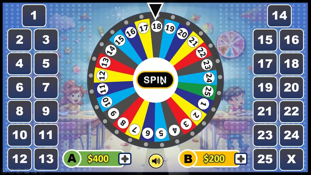 Spin the Wheel Quiz Game PowerPoint &ndash; Editable Review Game Template for Any Subject