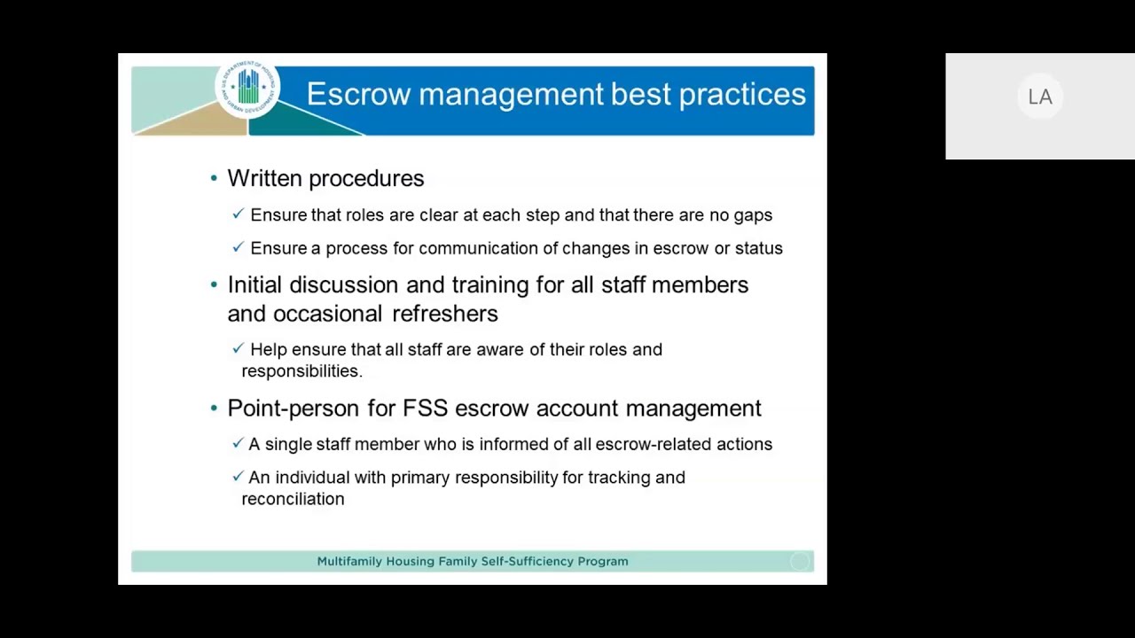 FSS Webinar: A Deep Dive into Escrow Account Administration Roles and Responsibilities