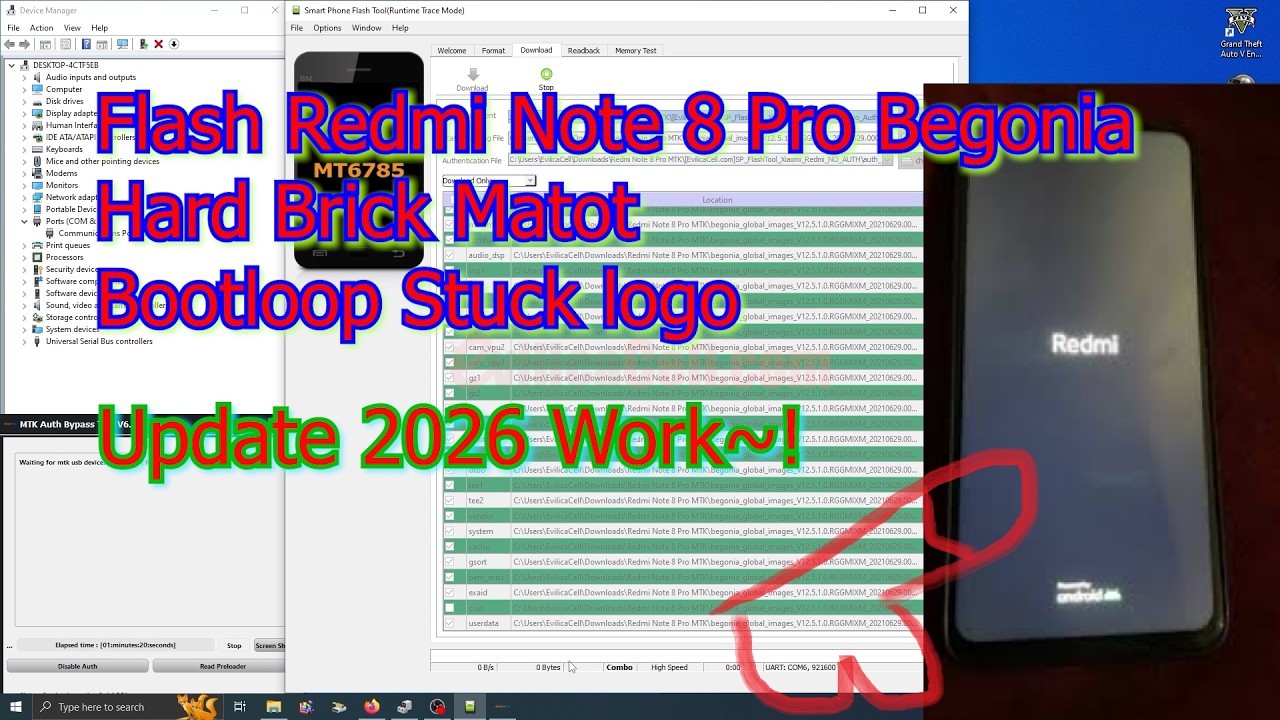 Flash Redmi Note 8 Pro Begonia MTK via SP FlashTool Work
