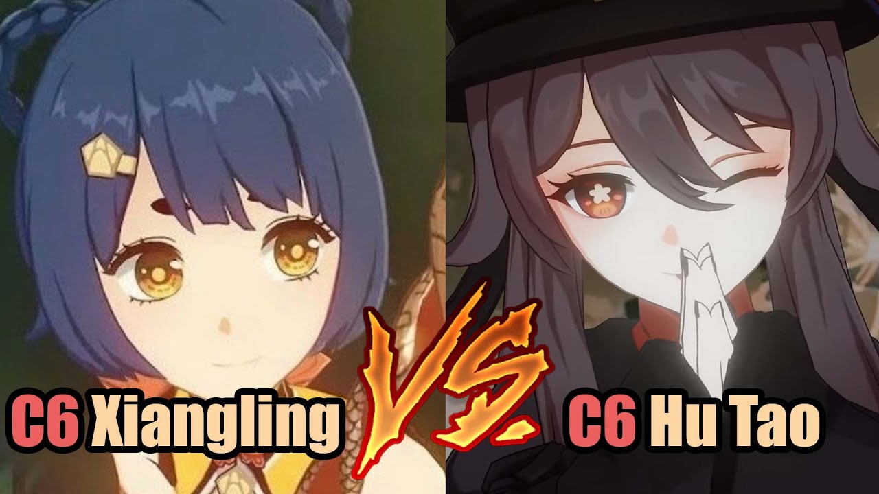 Genshin | C6 Hu Tao vs C6 Xiangling Damage Comparison. Abyss Speedrun 12-2 Maguu Kenki and Geovishap