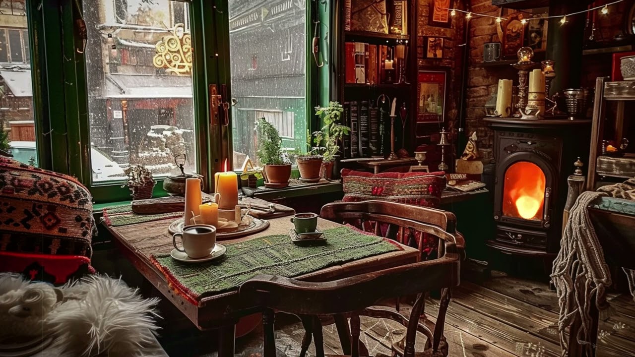 Quiet 1940s Vintage Jazz | Silent Winter Morning in a Snowy Village Cafe