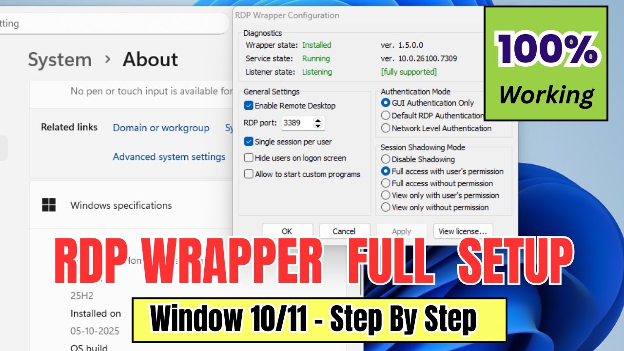 RDP Wrapper Full Setup 2025 | Windows 10/11 Home Me RDP Enable (Step By Step)