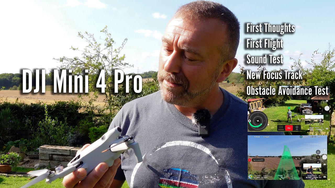 DJI Mini 4 Pro: первый полёт; звук, отслеживание фокуса и тест на реалистичное уклонение от препя...
